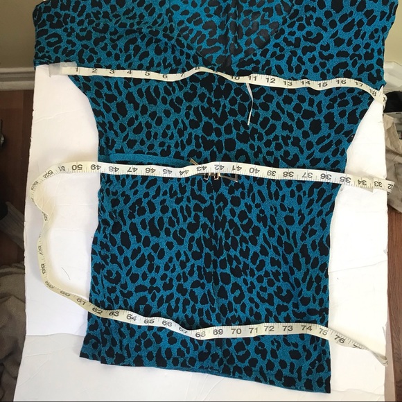 Cyrus Leopard Sheer V-Neck Sweater Top Pullover Belt Buckle Stretch Animal Print - Picture 12 of 12